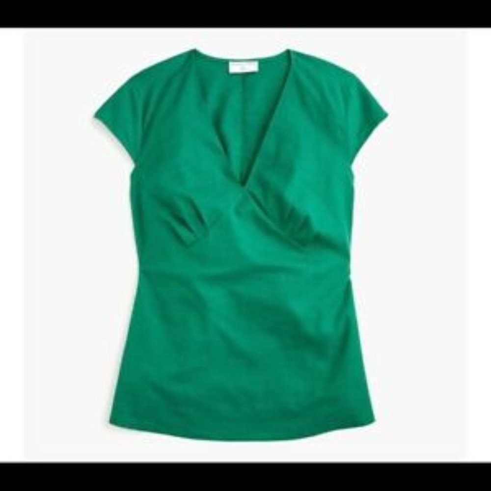 UNIVERSAL STANDARD FOR J. CREW GREEN LINEN BLEND V-NECK TOP SIZE 2X